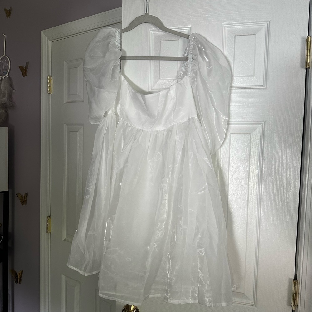 Princess Polly White Babydoll Satin Dress